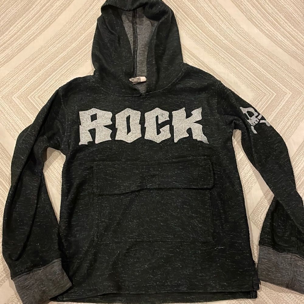 Wes and Willy Two Tone Grey Hooded ‘Rock’ Sweatshirt